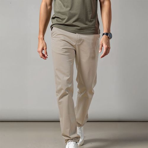 Men's Cotton Twill Chino Trousers - Beige