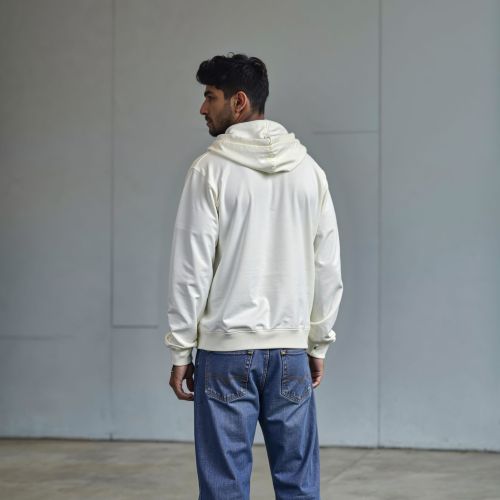Men's French Terry Back Print Hoodie - Off White