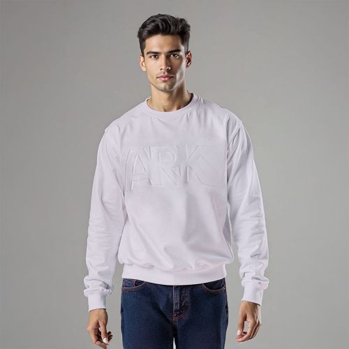 Men's French Terry Embossed Sweatshirt - White