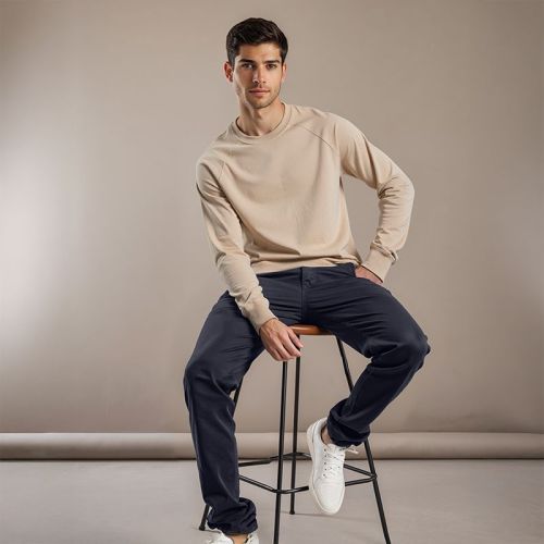 Men's French Terry Raglan Sleeve Sweatshirt - Beige