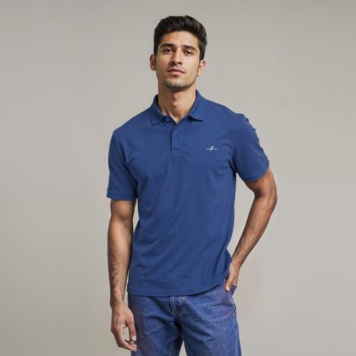 Men's Cotton Double Pique Polo T-Shirt - Navy Blue