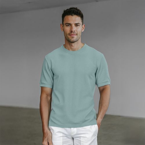 Men's Flat Knit Roundneck Tshirt - Granite Green
