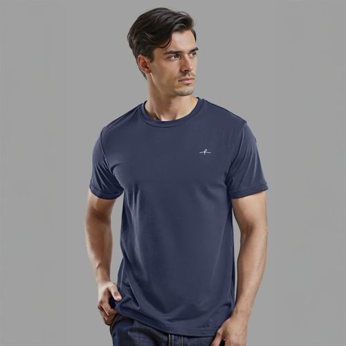 Men's Cotton Jersey Roundneck Tshirt - Navy Blue