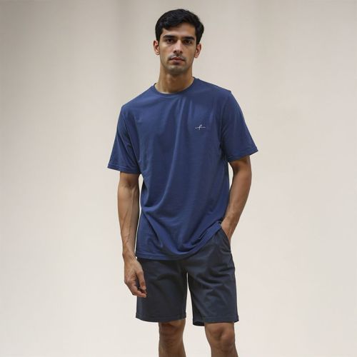 Men's Slub Jersey Roundneck Tshirt - Navy Blue