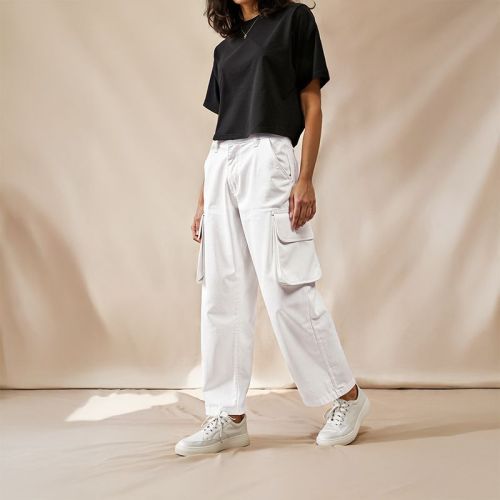 Women's Cotton Drill Cargo Pants - White