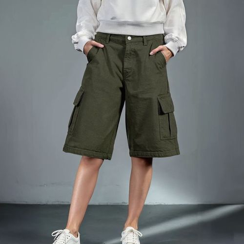 Women's Cotton Drill Cargo Shorts - Olive