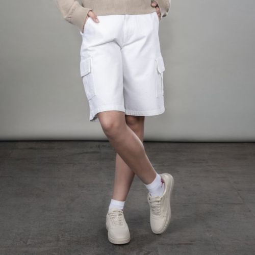 Women's Cotton Drill Cargo Shorts - White