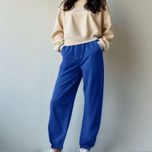 Women's French Terry Joggers - Navy Blue