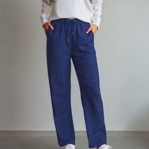 Women's Linen Drawstring Pants - Navy Blue