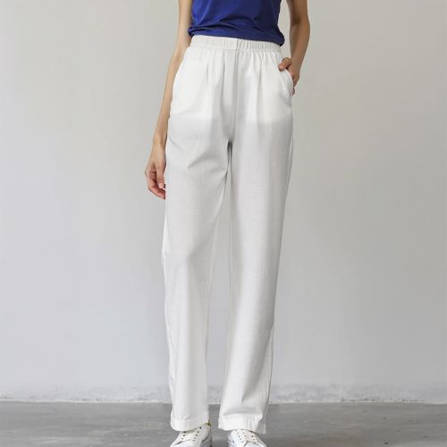 Women's Linen Drawstring Pants - White
