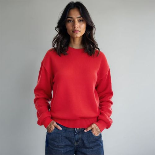 Women's Flatknit Cropped Sweatshirt - Red
