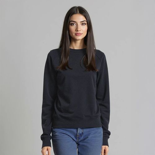 Women's French Terry Raglan Sleeve Sweatshirt - Black
