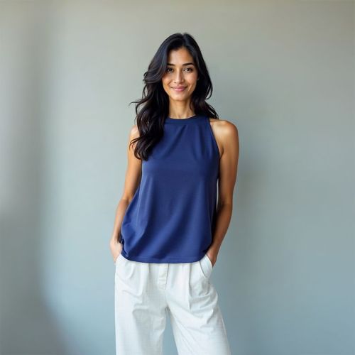 Women's Modal Jersey Halter Neck Top - Navy Blue