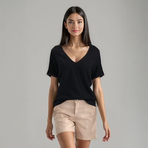 Womens' Flatknit Kaftan Top - Black