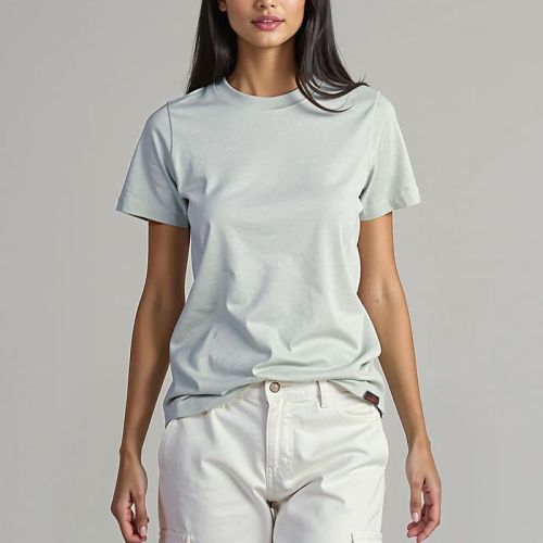 Women's Cotton Jersey Roundneck Tshirt - Dawn Blue