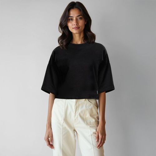 Women's French Terry Crop T-shirt - Black