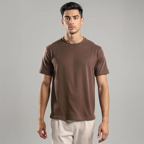 Men's Cotton Jersey Roundneck Tshirt - Bitter Chocolate